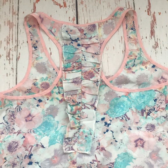 🌵 Candies Floral Ruffle Razorback Tank G4 - Picture 7 of 8